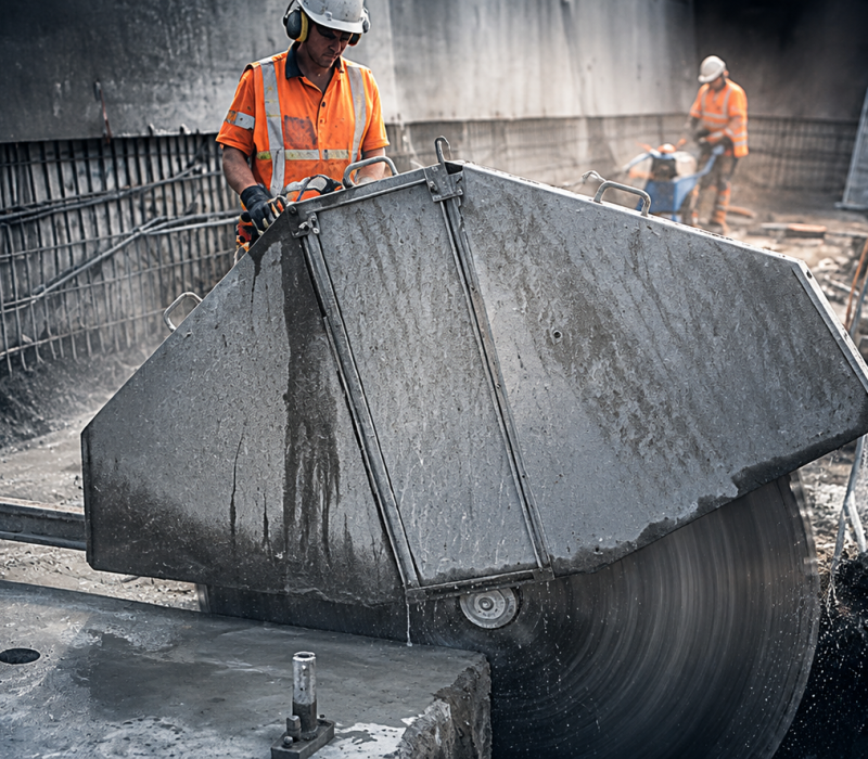 Beton Kesme Makinesiyle Şantiye Çalışması